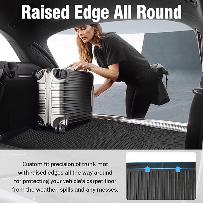 Yakitoko 3D TPE Car Trunk Cargo Liner Mat for Toyota Grand Highlander 2024-2026 with Backrest Mat Custom Fit All-Weather Waterproof Floor Protection, Heavy Duty & Odorless