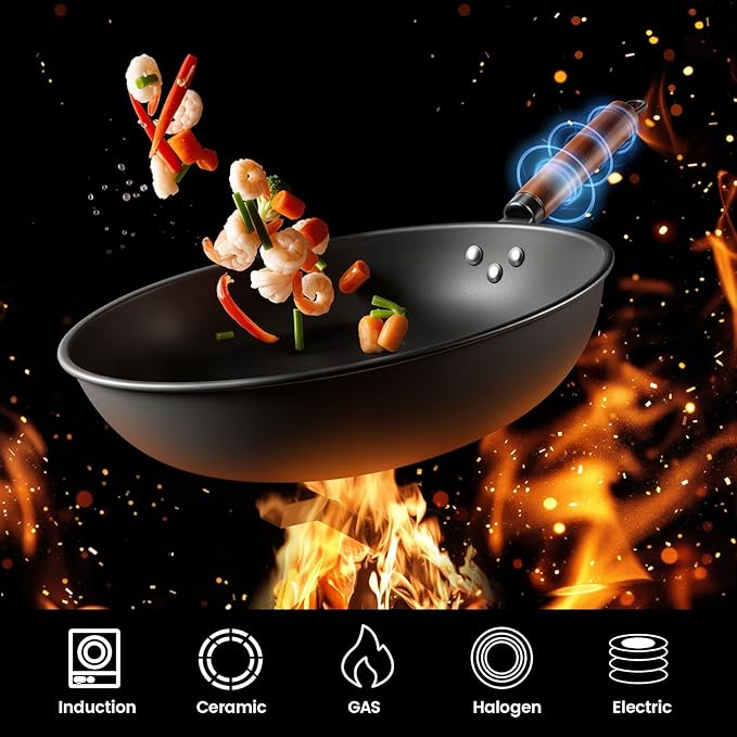 1700W 120V Wok Induction Cooktop, Non-Pulse Heating, 16 Levels, 18H Timer