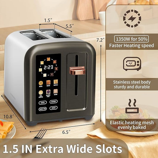 SEEDEEM Toaster 2 Slice, Full Touch Control Stainless Toaster, LCD Display
