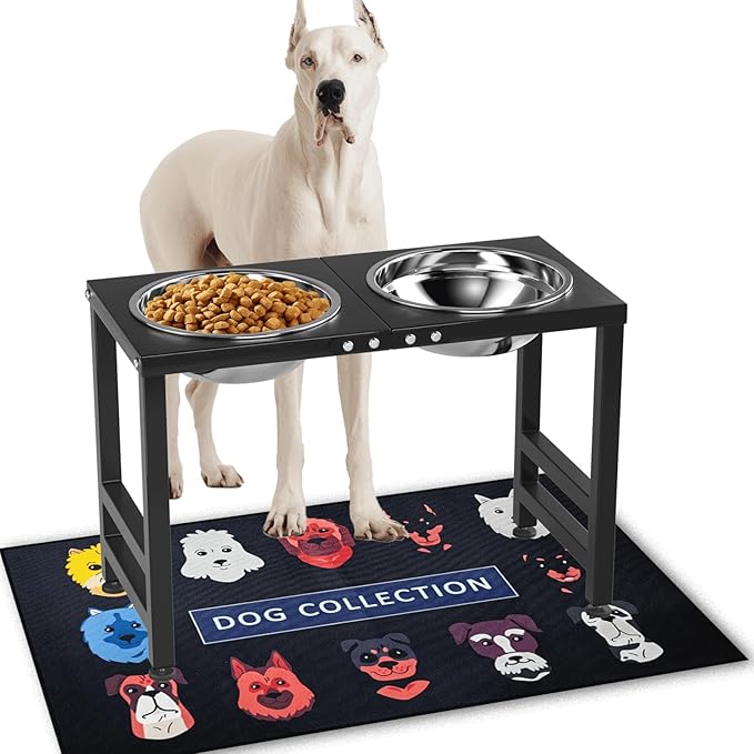 ADENGL Metal Elevated Dog Bowl for Large ๐๐๐ซ๐ ๐ Raised Bowl Stand with Sprill Proof Mat and 2000ML Pet Bowls, Food & Water Bowls 16" Tall Dog Feeder for Large Breed