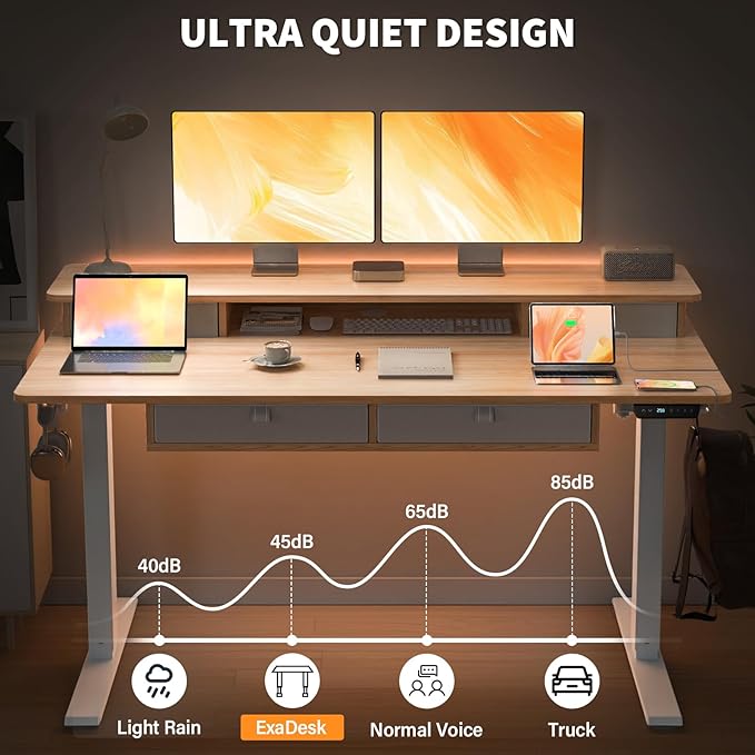 Electric Standing Desk, 63 * 30 Inches Adjustable Height