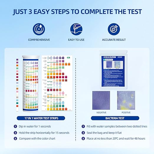21 in 1 Accurate Drinking Water Testing Kits, 145 Strips + 4 Bacteria Tests