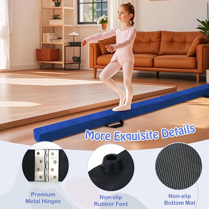 Giantex 7FT/8FT/9FT Balance Beam, Folding Gymnastics Beam w/Carry Handles