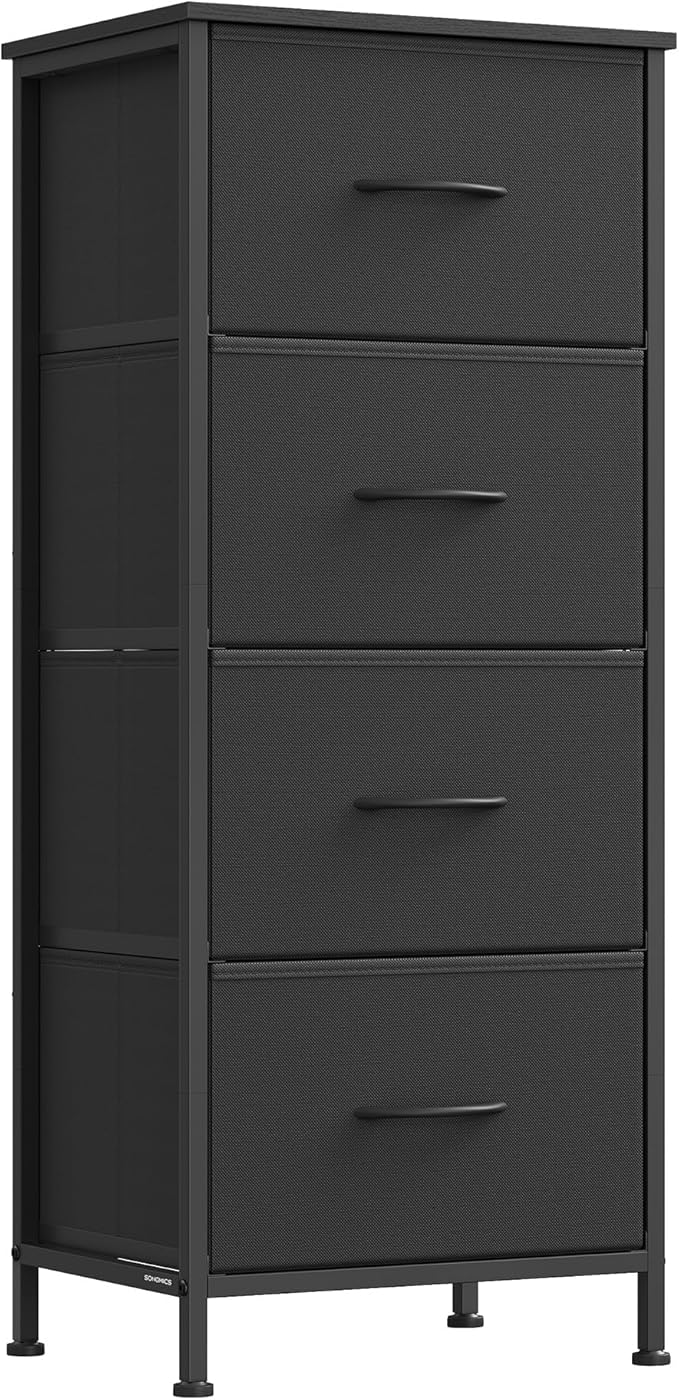 SONGMICS Dresser for Bedroom, Chest of Drawers, 4 Non-Woven Fabric Drawers