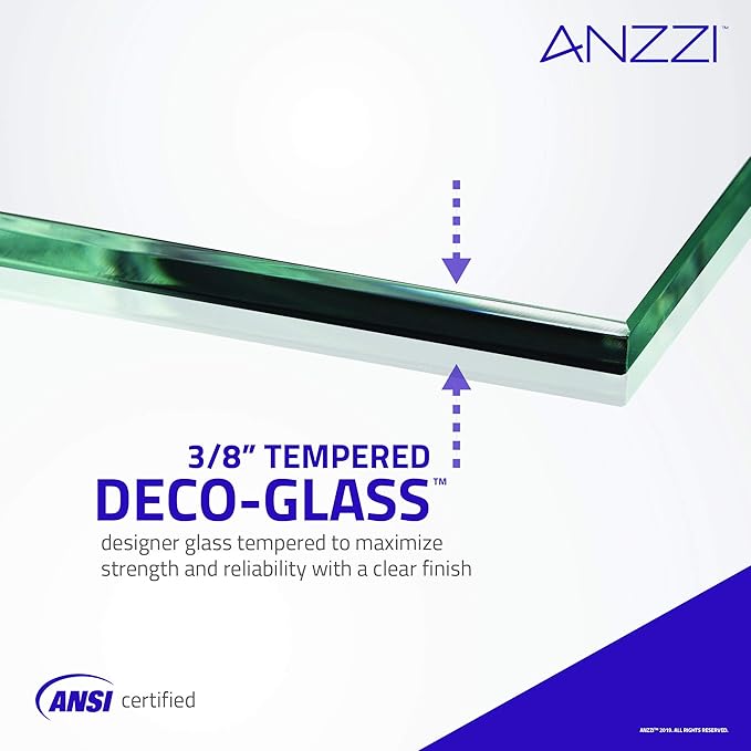 ANZZI 72" x 30" Frameless Shower Door in Matte Black, Water Repellent Glass