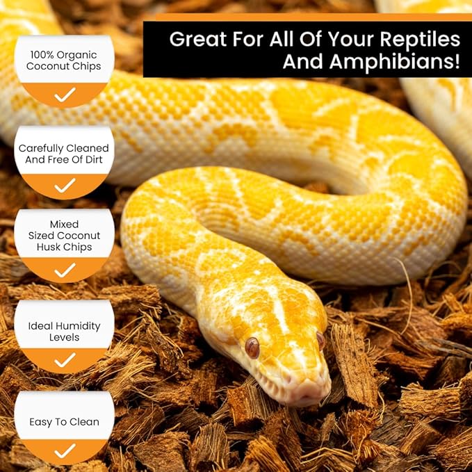 ReptiChip Reptile Bedding Loose Coconut Chip 12 Quart Coco Husk Substrate Mulch for Snake Habitat, Ball Python Terrarium, Turtle Tanks, Tortoise Enclosure