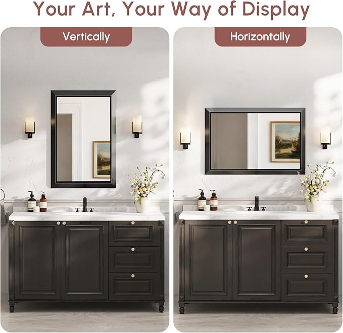 USHOWER Bathroom Mirror, 24x36 Rectangular Mirrors