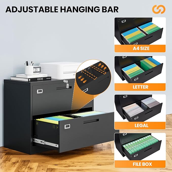 2 Drawer File Cabinets for Home Office, Metal Filing Cabinet