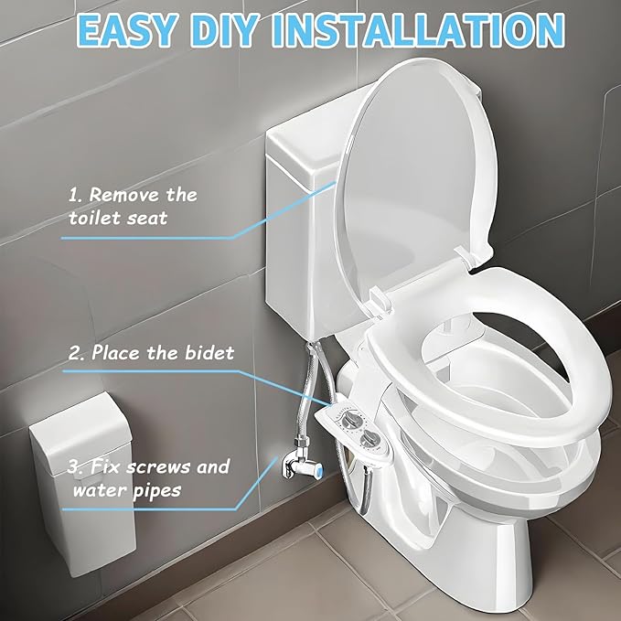 Bidet Toilet Attachment, Non-Electric 3 Wash Modes, Adjustable Water Pressure