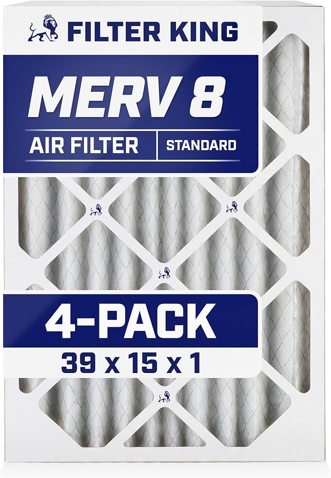 Filter King 39x15x1 Air Filter | 4-PACK | MERV 8 HVAC Pleated A/C Furnace