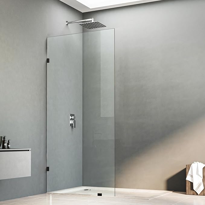 34" W x 78.75" H Shower Screen, Fixed Frameless Shower Glass Panel