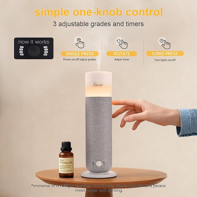 Hotel Collection Diffuser Machine, Fabric-Wrapped Design, Candlelight