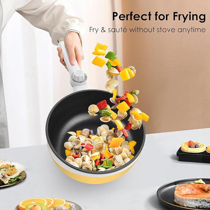 Audecook Hot Pot Electric, 1.7L Mini Electric Skillet Portable Nonstick Sauté