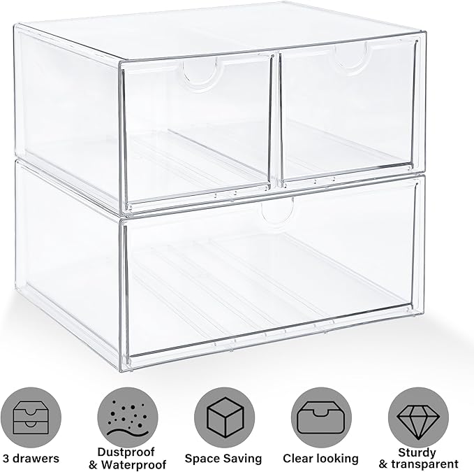 Prsildan Acrylic Drawer Makeup Organizer