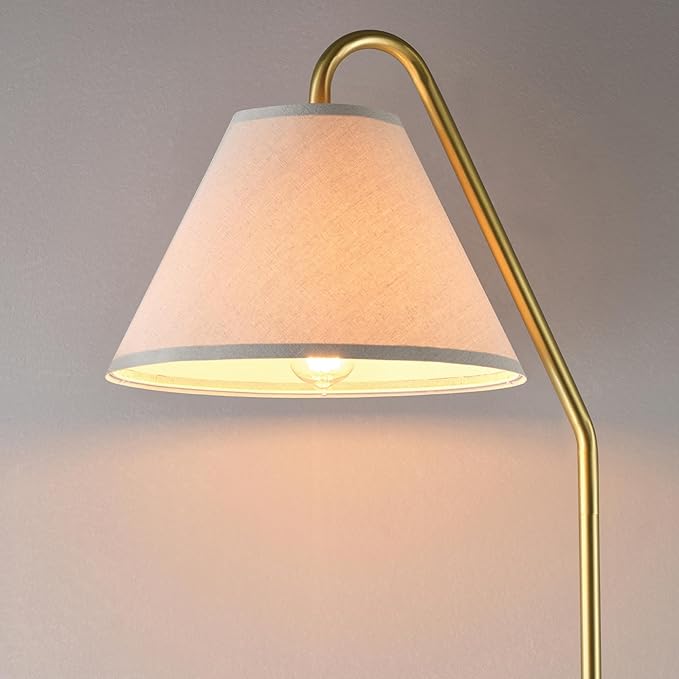 GLOBE Electric 62" Floor Lamp, Matte Brass Finish, Beige Fabric Shade, On/Off Rotary Switch, 6-Ft Clear Cord, Cozy Glam Style, E26 Base, 61000147
