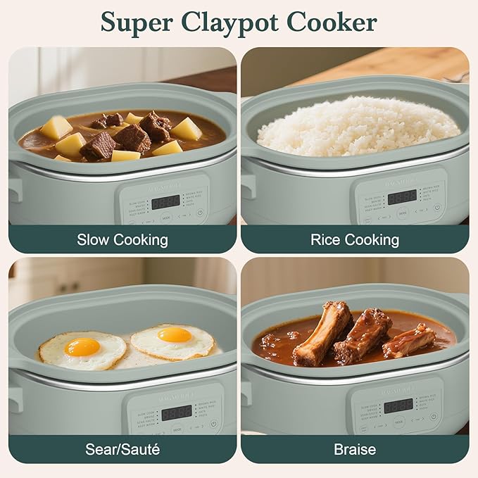 MAGNIFIQUE 4 Quart Programmable Casserole Slow Cooker, 8-in-1 Multi Cooker