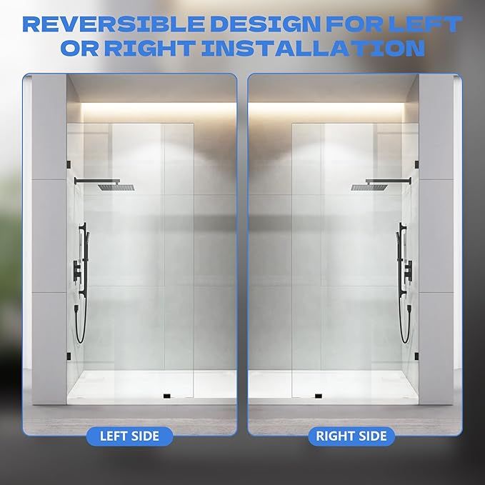 34" W x 78.75" H Shower Screen, Fixed Frameless Shower Glass Panel
