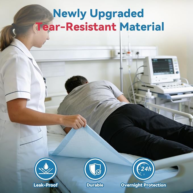 BIGGMED Tear-Resistant Disposable Bed Pads 36" x 36" 25 Count Super Absorbent Underpads, Chux Thicker Extra Large Incontinence Bed Pads, Pee Pads for Adults, Kids, Elderly, Pets