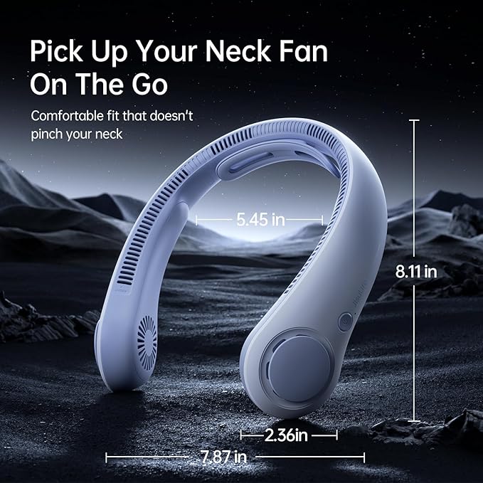 JISULIFE Portable Neck Fan Upgraded, Neckbrace Personal Hands Free, 5 Speed