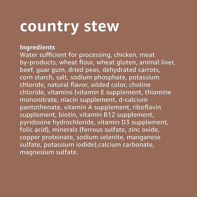 Amazon Basics Wet Dog Food Variety Pack, Country Stew Flavor and Cuts in Gravy with Beef, Made with Natural Ingredients, 13.2oz Cans (Pack of 12)