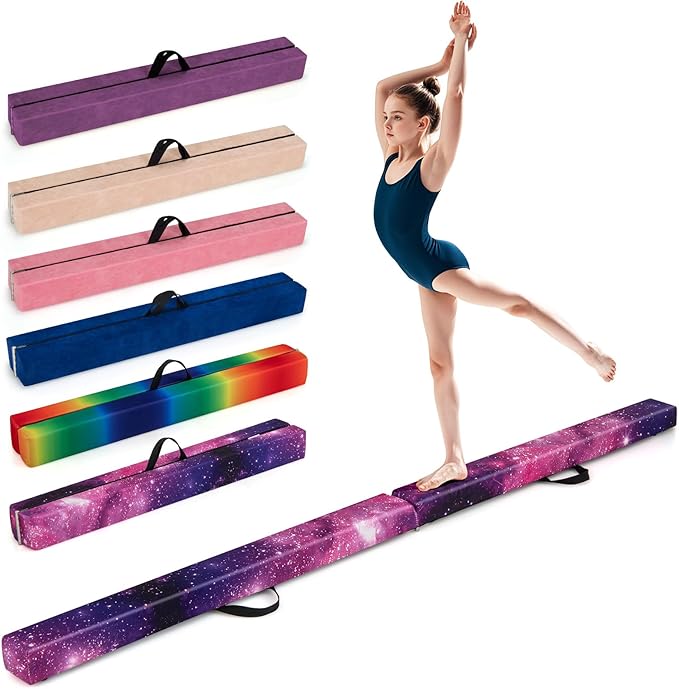 Giantex 7FT/8FT/9FT Balance Beam, Folding Gymnastics Beam w/Carry Handles