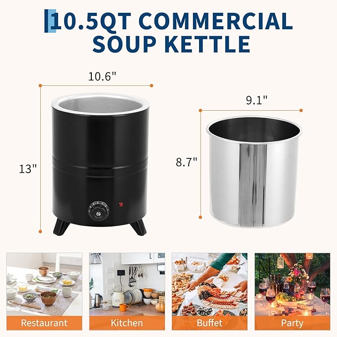 10.5QT Commercial Grade Soup Warmer Kettle