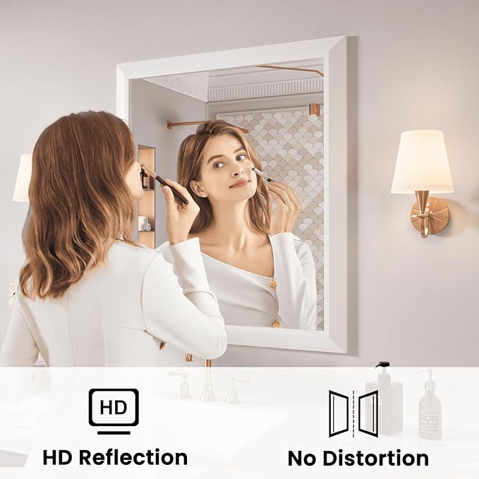 Amorho Bathroom Mirror, 30x36 Inch White Framed Bathroom Mirrors