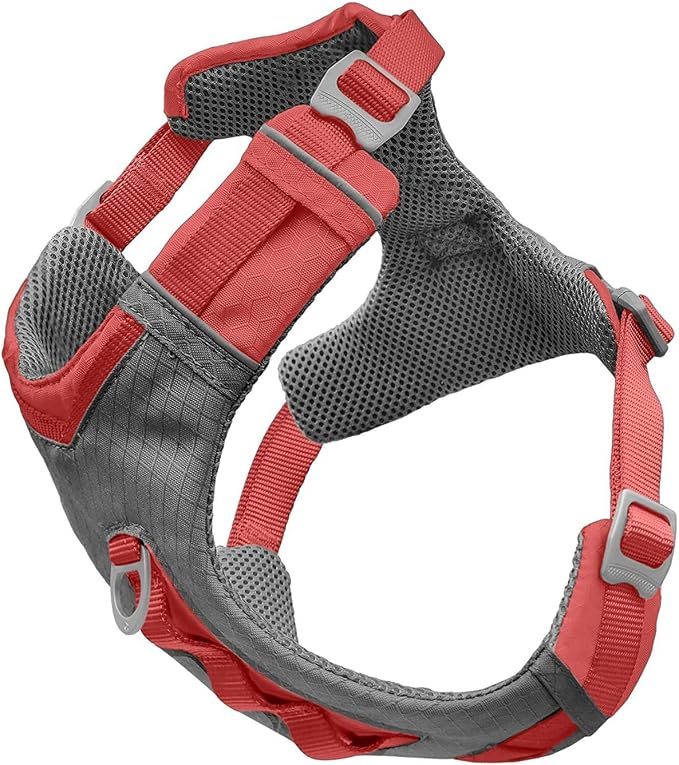 Kurgo Journey Air Dog Harness, Coral, Extra Large | Padded Chest, Ripstop Outer & Breathable Mesh, Back Assist Handle, Rust-Free Aluminum Hardware, Reflective Trim
