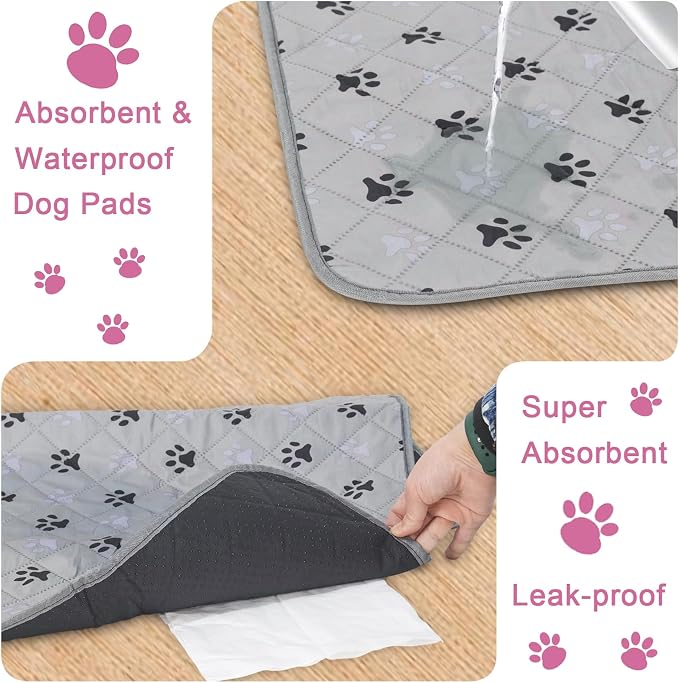2 Pack 36"x 41" Waterproof Non Slip Wee pad,Reusable Washable Pee Pads for Dogs,Absorbent and Leakproof Training Mats for Potty, Bed, Sofa, Potty Training