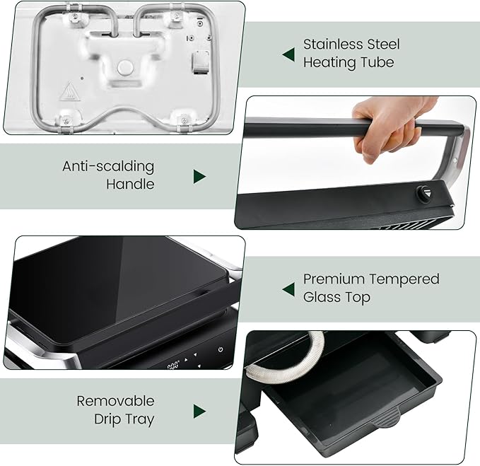 ARLIME Panini Grill Press Sandwich Maker, 180 Degrees w/5 Auto Cooking Modes &