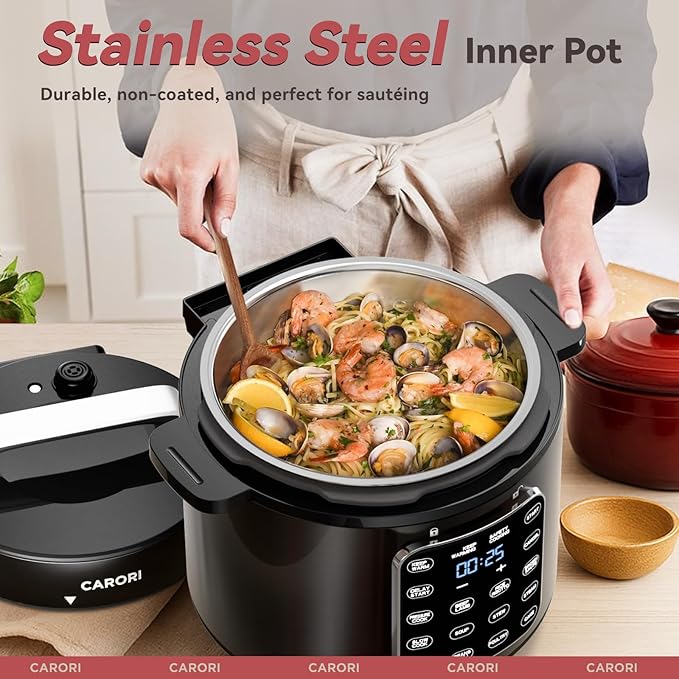 9-in-1 Electric Pressure Cooker 6 Qt, Stainless Steel Inner Pot, Programmable