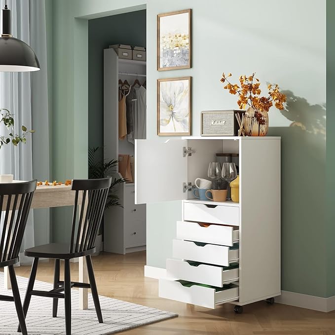 DEVAISE Wood File Drawers, Mobile Chest