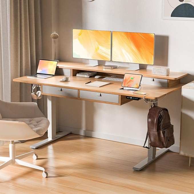 Electric Standing Desk, 63 * 30 Inches Adjustable Height