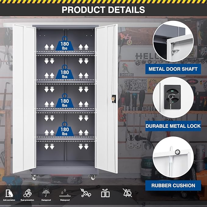 Metal Rolling Storage Cabinet-74.6” Tall Steel File Cabinets