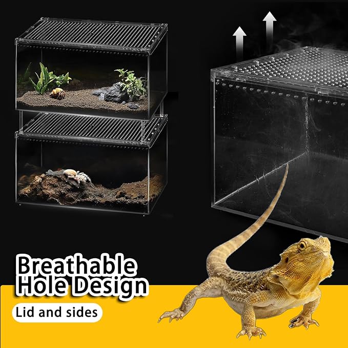 Insect breeding Box Reptile Feeding Box, Waterproof Enclosure Enclosure for arboreal Tarantula Scorpion Sling Lizards Snake Gecko Jumping Spider Snail Isopods, Reptile breeding Box (8x6x4 Inch) 
