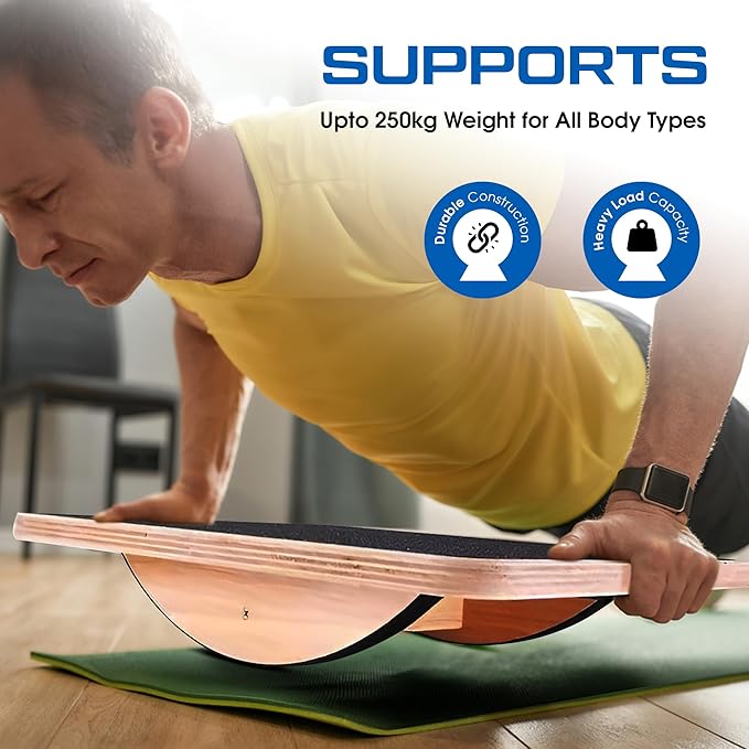 Wooden Balance Board for Adults, Wobble Board for Core Strength & Stability