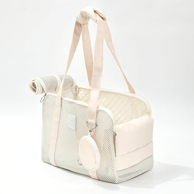 Pet Breathable Mesh Tote Bag, Pet Hands-Free Shoulder Bag,Dog and Cat Lightweight and Comfortable Pet Shoulder Bag, Pet Carrier Purse for Small Dog Cat(Can Hold 10 Pounds)