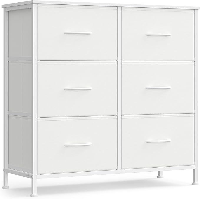 SONGMICS Dresser for Bedroom, Chest of Drawers, TV Stand, 6 Non-Woven Fabric