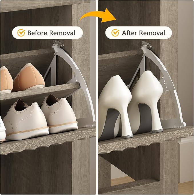 Shoe Cabinet Storage for Entryway, Fluted Shoe Cabinet