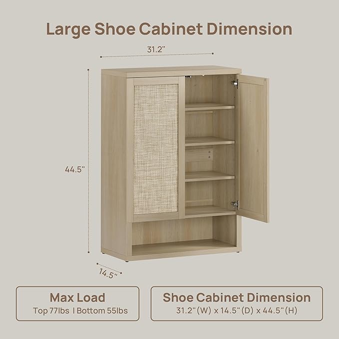 SICOTAS Rattan Shoe Storage Cabinet