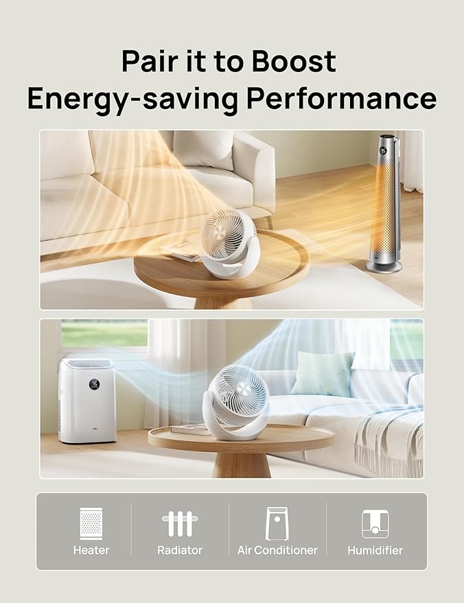 Dreo Fan for Bedroom, Table Air Circulator for Whole Room, 11 Inch, 40ft Strong