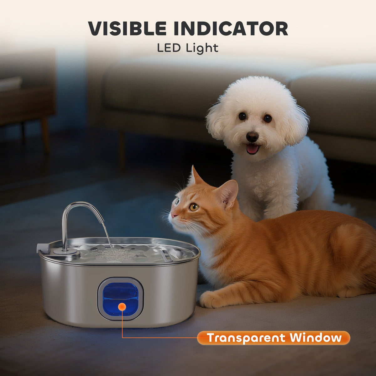 246 oz./7L Stainless Steel Cat Water Fountain with Filters, Ultra-Quiet Pump, for Cats, Dogs & Multi-Pet Homes