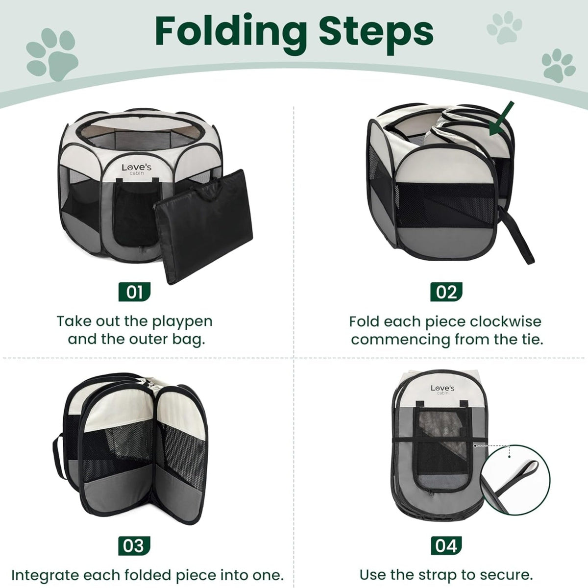 Pet Puppy Dog Playpen, Small Dog Tent Crates Cage Indoor Outdoor, Portable Playpen For Cat, Foldable Dog Kennel Playpen With Carring Case, Removable Zipper Top, Grey