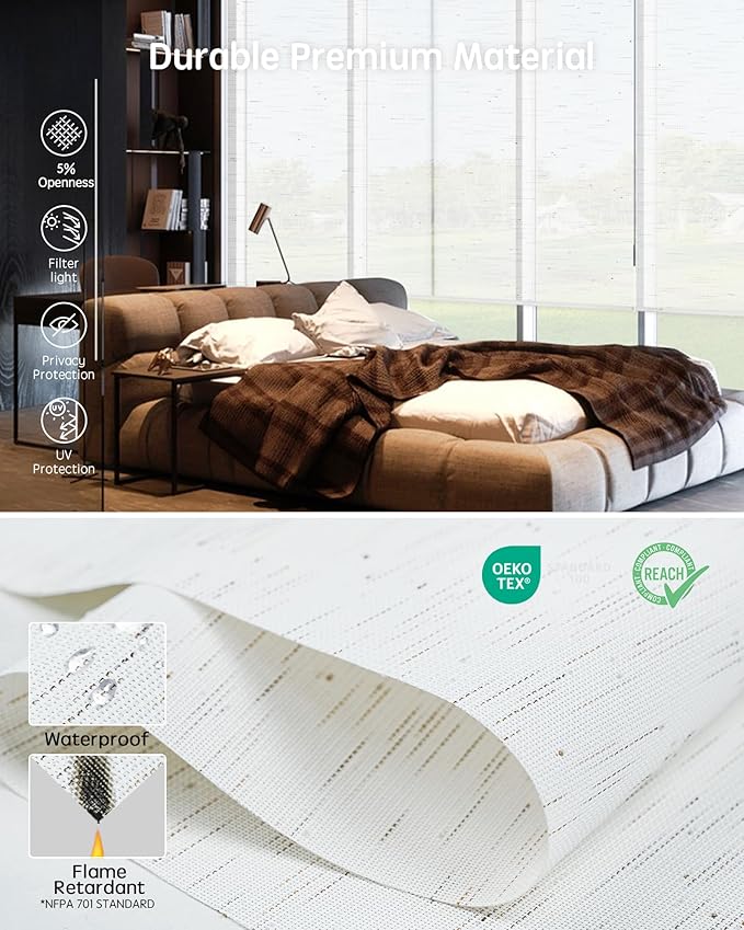 Yoolax Motorized Solar Shades, Flame Resistat Smart Blinds