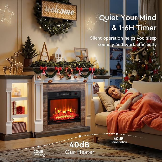 72" Electric Fireplace with Mantel, Fireplace TV Stand