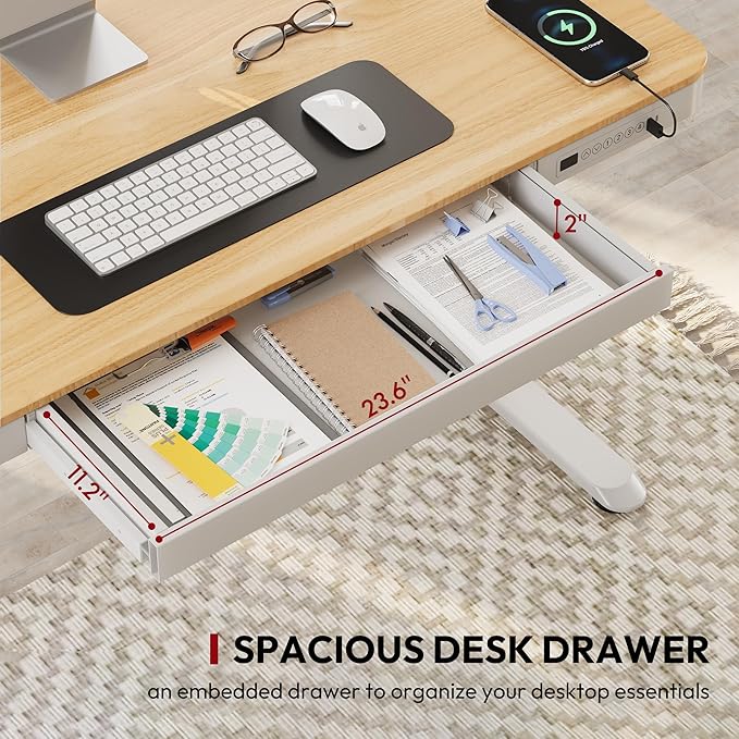 SANODESK Standing Desk with Drawer, Electric Height Adjustable Home Office Desk