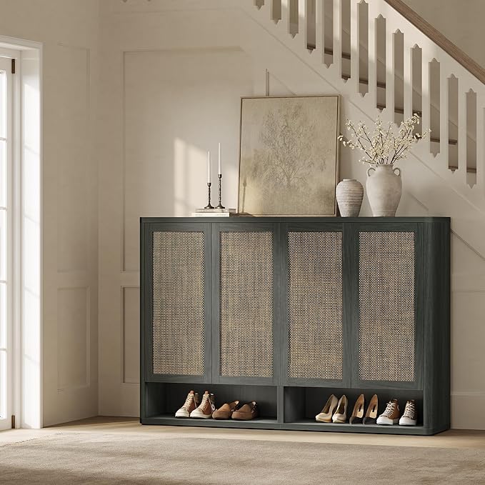 SICOTAS Rattan Shoe Storage Cabinet