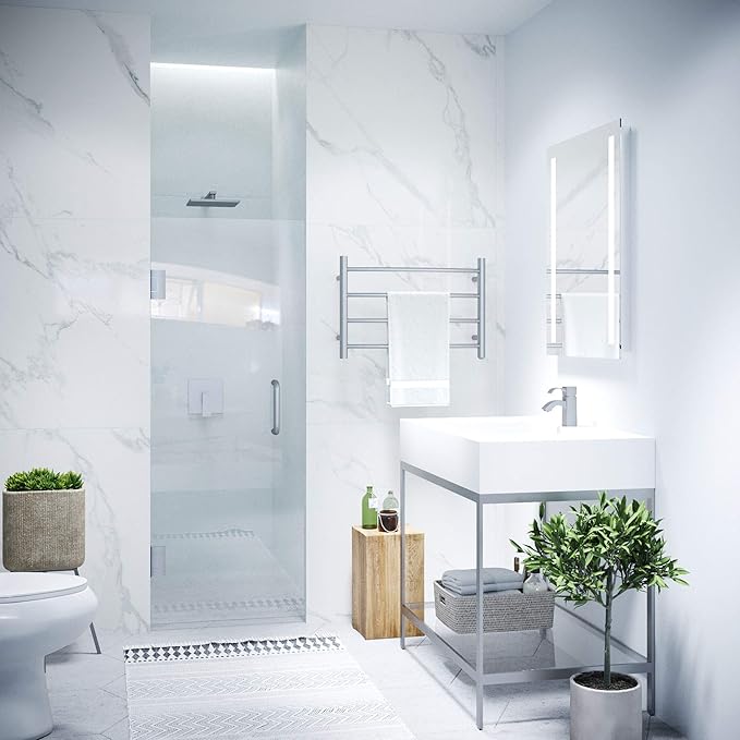 ANZZI 70" x 24" Frameless Shower Door in Brushed Nickel, Water Repellent Glass