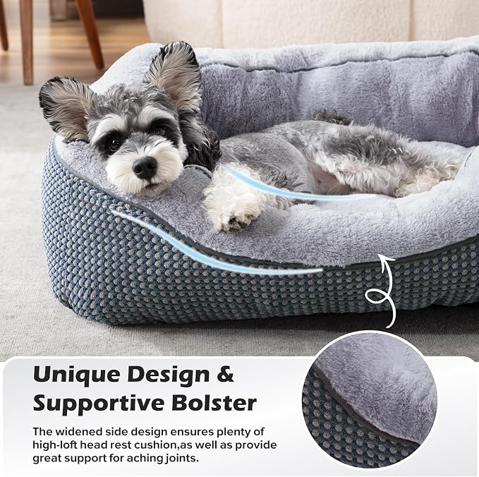 Small Dog Bed Washable Orthopedic Calming Warming Durable Pet Bed with Anti-Slip Bottom