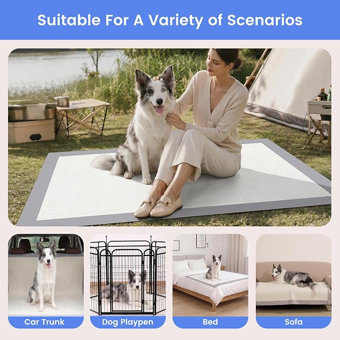 Gardner Pet 44" x 63" Extra Large Pee Pads for Dogs, Enormous Puppy Pads, Dog Pads with Anti-Slip Particle, Puppy Training Pads, Grey 40 Count
